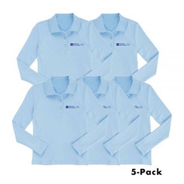 5 Pack - BWCCS2 Light Blue Long Sleeve Polo