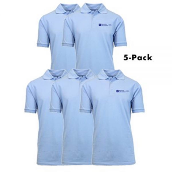 5 Pack - BWCCS2 Light Blue Short Sleeve Polos