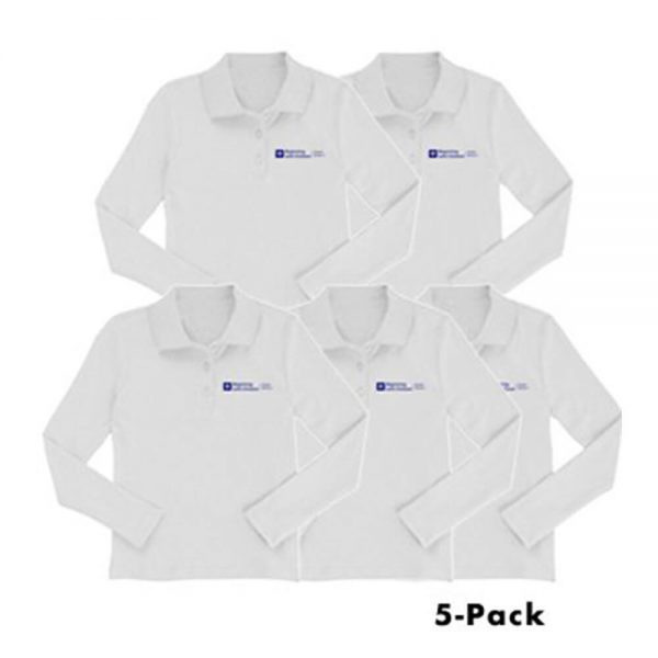 5 Pack - BWCCS2 White Long Sleeve Polos