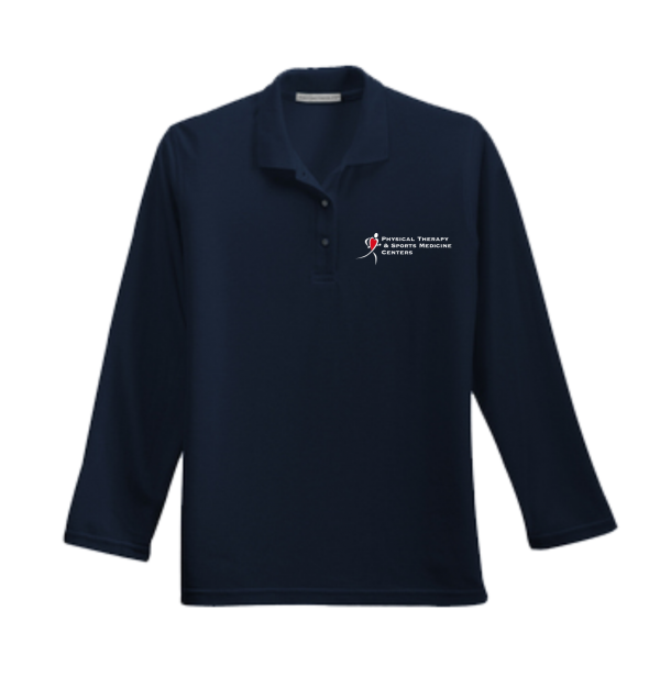PTSMC Men's Port Authority Silk Touch Long Sleeve Polo in White or Black or Burgundy or Navy