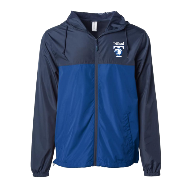 Tolland Eagles Basketball Independent Trading Lightweight Full-Zip Windbreaker in Navy/Royal