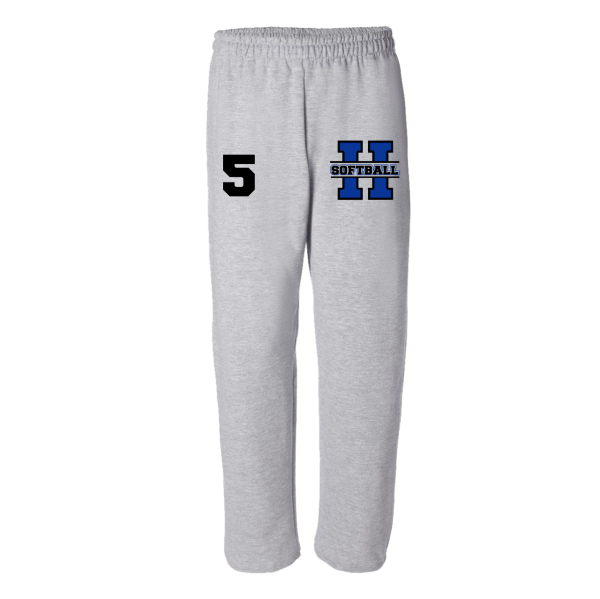 Hall Softball - Gildan Open Bottom Sweatpant in Black or Sport Grey