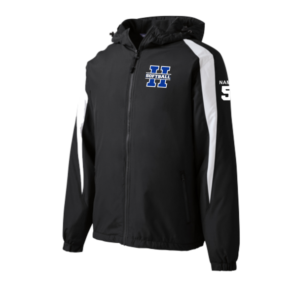 Hall Softball - Sport-Tek Fleece-Lined Colorblock Jacket in Black/White