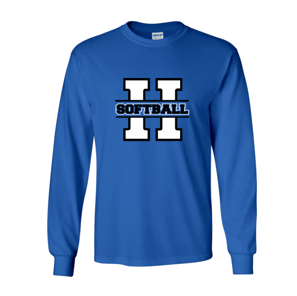 Hall Softball - Long Sleeve Performance Tee in White or Royal