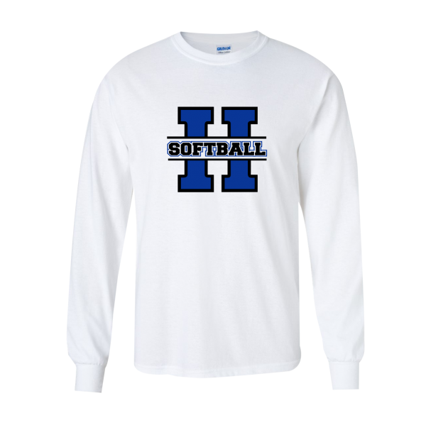 Hall Softball - Long Sleeve Performance Tee in White or Royal