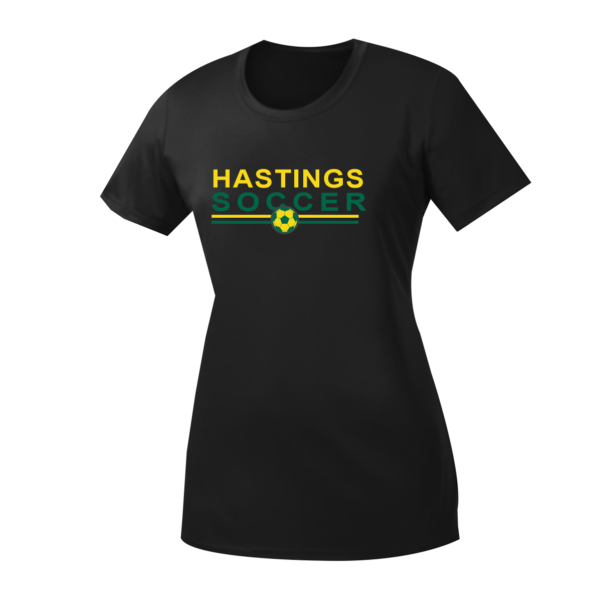 Hastings Soccer - Ladies Short Sleeve Performance Tee in Jet Black, Charcoal or Silver