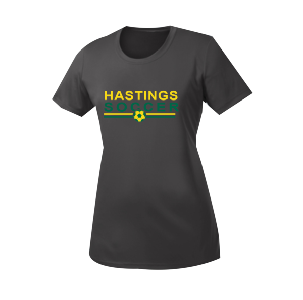 Hastings Soccer - Ladies Short Sleeve Performance Tee in Jet Black, Charcoal or Silver