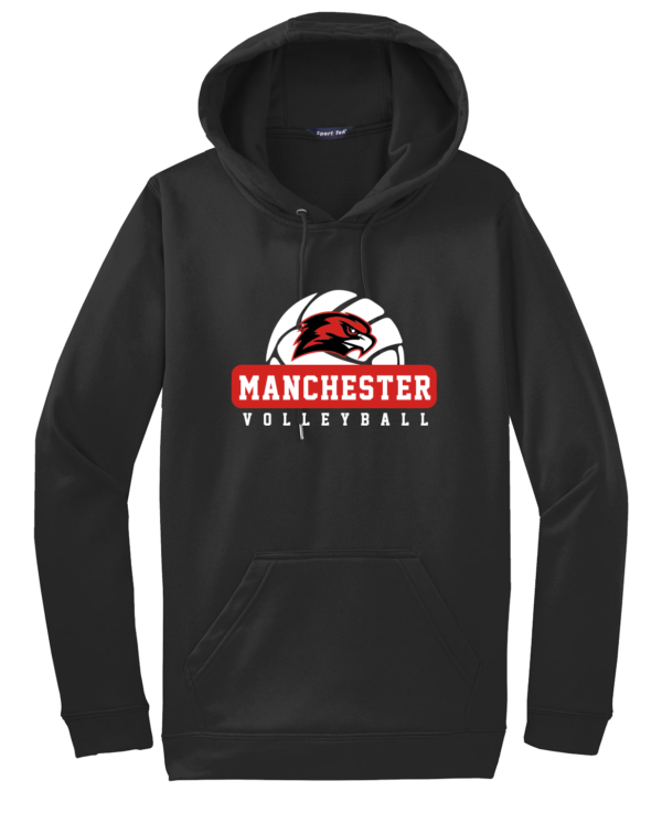 Manchester Volleyball - Sport-Tek Sport-Wick Fleece Hooded Pullover in black or deep red