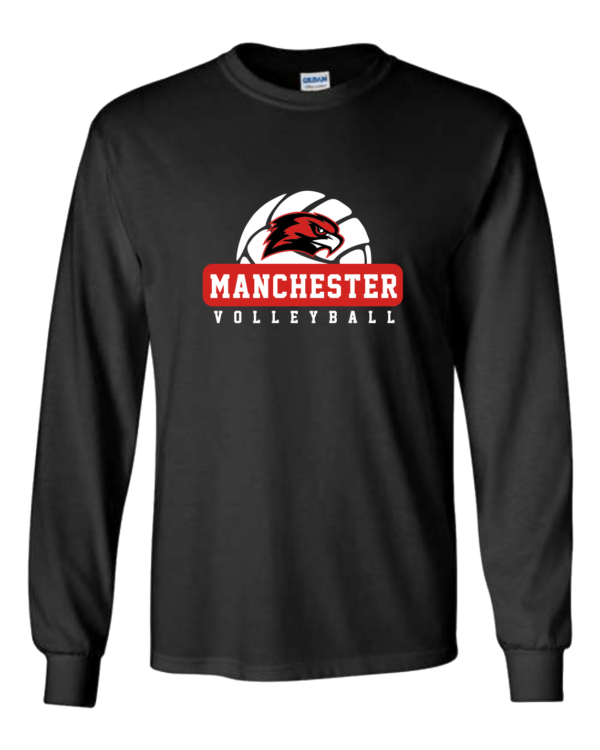 Manchester Volleyball - Gildan 100% US Cotton Long Sleeve T-Shirt in Sport Grey, Red or Black