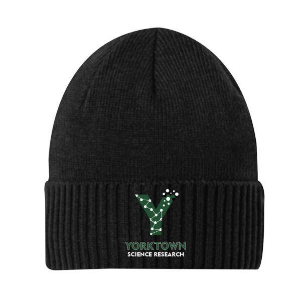 YHS Port Authority® Rib Knit Cuff Beanie in Black