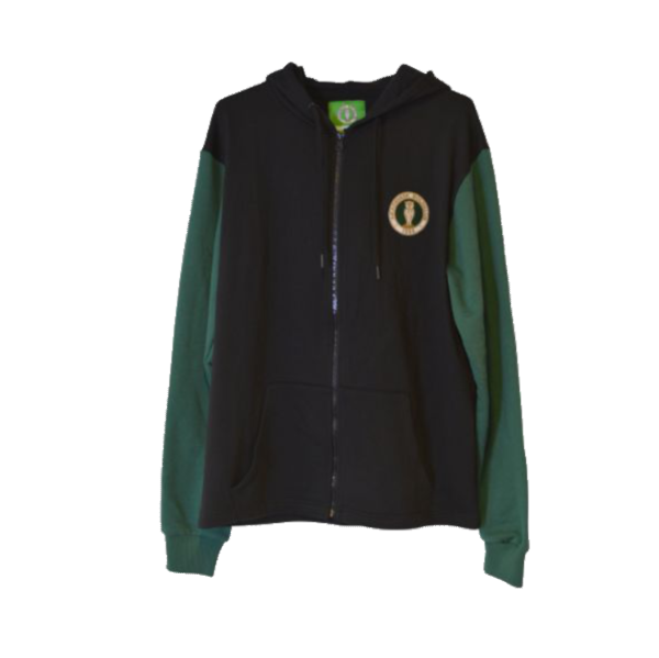 Akademisk US - Black Sweatshirt with Green Sleeves Zip Up
