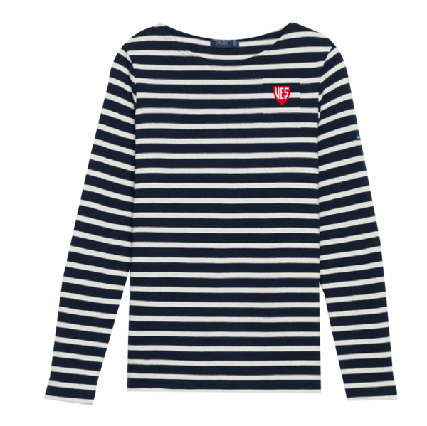VES - SAINT JAMES Minquidame Navy and Ecru Striped Cotton Top*
