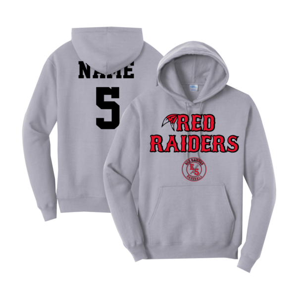 East Side Baseball - Red Raiders Fleece Hoodie in Silver