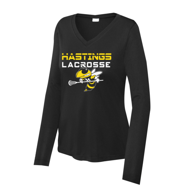 Hastings Lacrosse - Sport-Tek® Ladies Long Sleeve PosiCharge® Competitor™ V-Neck Tee